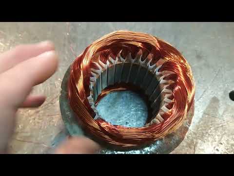 Видео: Однофазный двигатель,укладка катушек 