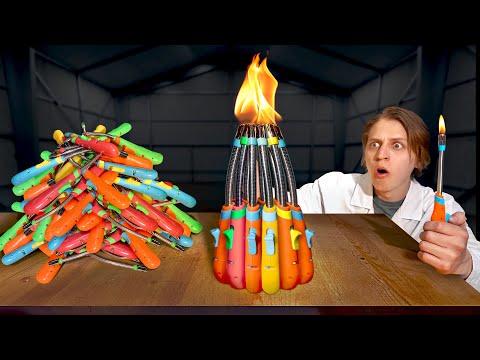 Видео: Зажег 100 зажигалок одновременно!