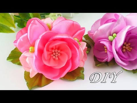 Видео: Милые ЦВЕТЫ из ЛЕНТ. Ribbon Flowers DIY