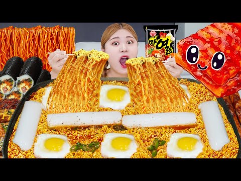 Видео: ASMR MUKBANG🔥 EAT SPICY TOFU RAMEN REAL SOUND от HIU 하이유