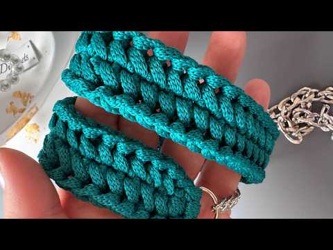 Видео: Просто и красиво! Как связать комби-ремень для сумки крючком #crochetbagstrap