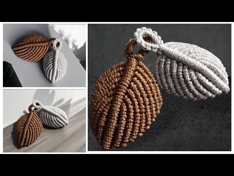 Видео: Листик макраме Брелок лист Брелок в технике макраме Leaf macrame DIY macrame keychain Leaf keychain