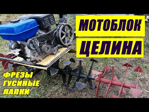 Видео: Мотоблок ЦЕЛИНА с двумя комплектами фрез " Гусиные лапки "