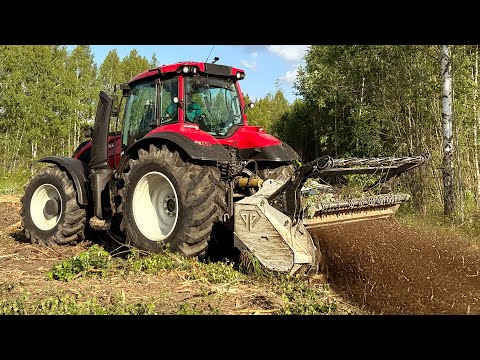 Видео: Как фермеры чистят заброшенные поля? Трактор Valtra T235 с мульчером NIUBO TDD