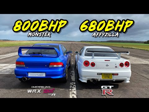 Видео: НА СМЕРТЬ.. 800-сильная IMPREZA WRX STI против 680-сильной SKYLINE R34 GTR