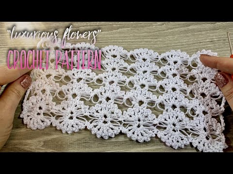 Видео: Вяжем УЗОР "Роскошные цветы" КРЮЧКОМ 🌸 / How to crochet beautiful crochet pattern
