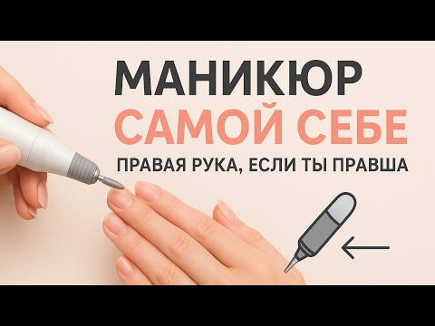Видео: Как сделать аппаратный маникюр самой себе на правой руке | Маникюр для правшей шаг за шагом
