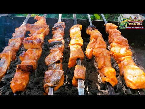 Видео: Вкусный шашлык из рыбы, толстолобик в новом маринаде, рецепты из рыбы от fisherman dv.27rus.