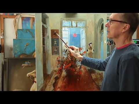 Видео: Интерьер. Весь поэтапный процесс работы масляными красками на холсте. Часть 2