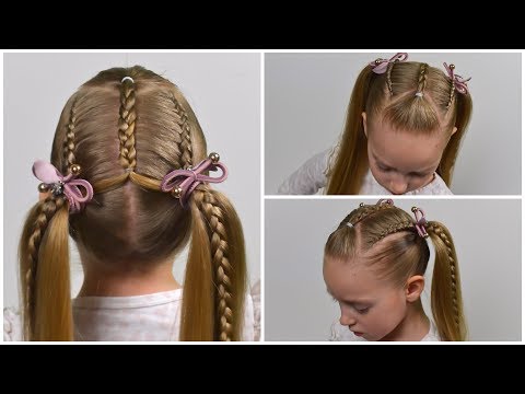 Видео: КРАСИВАЯ и МОДНАЯ прическа с ФРАНЦУЗСКИМИ косами ♦ Простая и быстрая прическа в садик (школу) #74