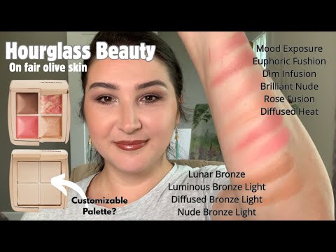Видео: Румяна и бронзеры Hourglass, которые у меня есть! Протестировано на светлой коже. Можно подобрать...