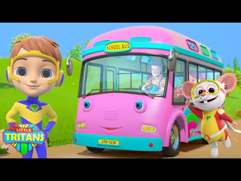 Видео: Little Tritans - Колеса На Автобусе Песня И Дошкольные Стихи Для Детей
