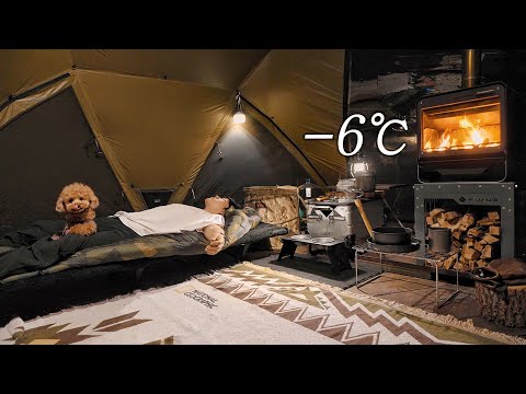 Видео: -6℃ Одиночный зимний поход с собакой . Отдых в горячей палатке . Дровяная печь АСМР