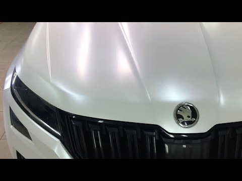 Видео: Эффект жемчуга оклейка в белый сатин skoda kodiaq