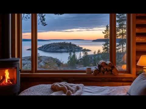 Видео: Теплый вечер у камина вид на Ладожское озеро 🔥🌙 Warm Fireplace Evening by Lake Ladoga
