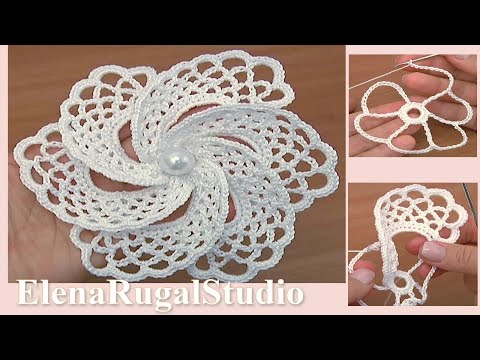 Видео: Crochet Asymmetrical Petal Flower Урок 105 Нежный ажурный цветок