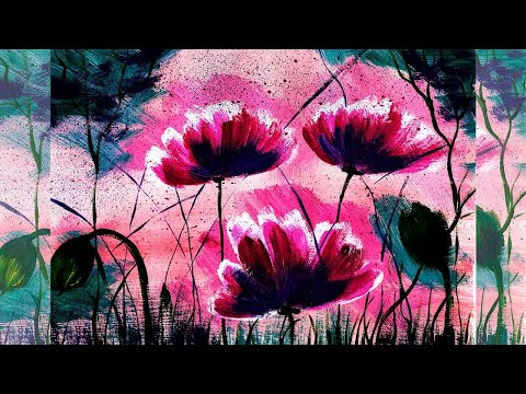 Видео: Как нарисовать маки легко. Как нарисовать пейзаж. Рисуем цветы легко. Правополушарное рисование.