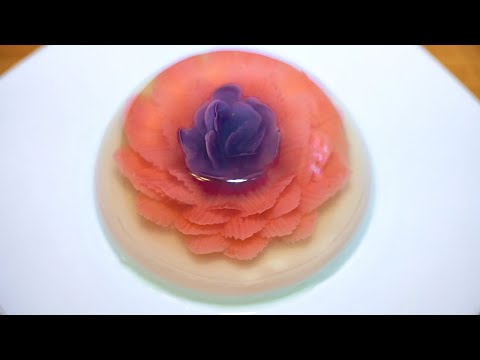 Видео: Желе 3d Цветок. Десерт без выпечки и духовки