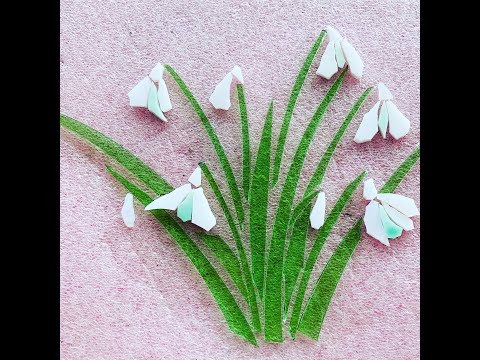 Видео: № 2 из 19. Как вырезать простые подснежники из витража для мозаики.