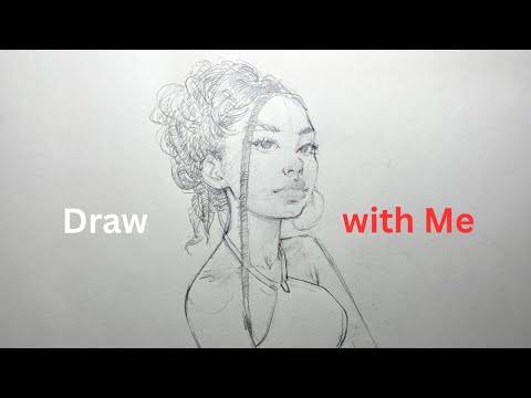 Видео: Портретный рисунок красивой девушки