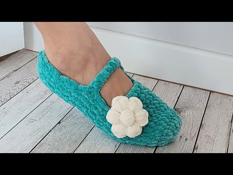 Видео: 💖Домашние тапочки за 1 ЧАС из плюша крючком🤩crochet slippers😍Häkelhausschuhe