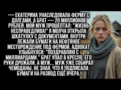 Видео: Екатерина унаследовала ферму с долгами, а брат — 20 миллионов рублей. Мой муж прошептал- ''Жизнь...