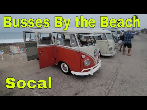 Видео: Автобусы у пляжа Южной Калифорнии 2025 🏖️ | Мероприятие VW Bus & Beetle в Доэни-Бич | Классически...
