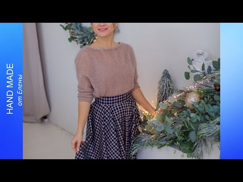 Видео: Джемпер из Кид Мохера спицами с косами и V образным вырезом на спинке изделия. Часть 1