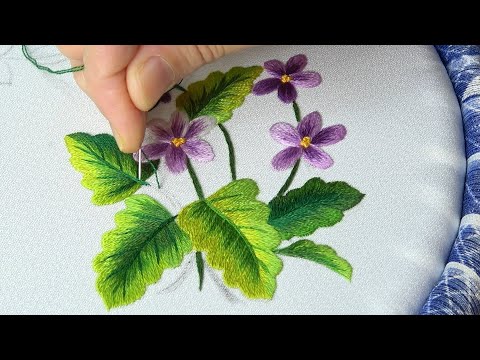 Видео: Красивые цветочные вышивки. Легкая вышивка для начинающих.
