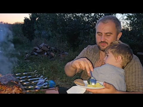 Видео: Вечер с семьёй,  жарим шашлык❤️