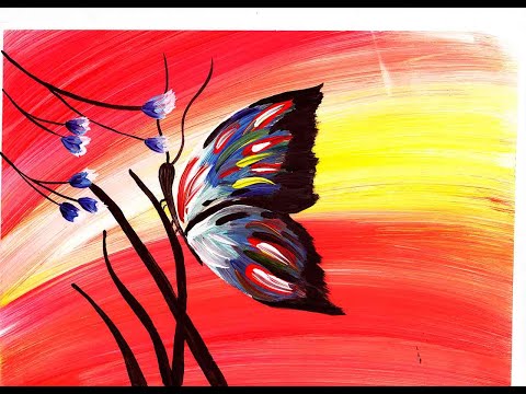 Видео: Как нарисовать бабочку красками гуашь поэтапно. Мастер класс, правополушарное рисование, бабочка.