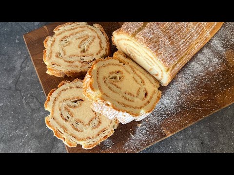 Видео: НЕОБЫЧНЫЙ и  ВКУСНЫЙ рулет с миндальным кремом