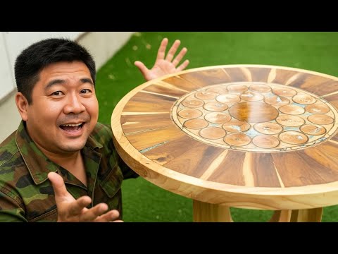 Видео: Самый красивый круглый журнальный столик (изготовлен 55-летним мастером!)