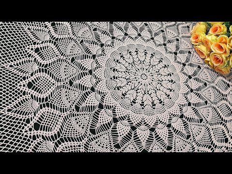 Видео: Скатерть крючком, Рената, часть 1 из 5 (1-15 ряд)