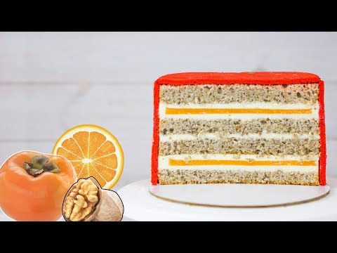 Видео: Рецепт торта со вкусной начинкой. Ореховый бисквит и хурма с апельсинами. Нереально вкусный торт