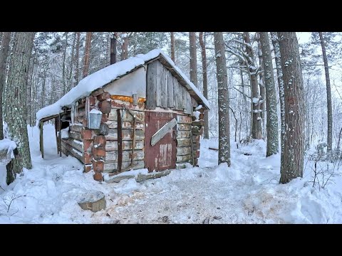 Видео: НОЧЁВКА В МАЛЕНЬКОЙ ЛЕСНОЙ ИЗБУШКЕ .    ЗИМНЯЯ РЫБАЛКА.