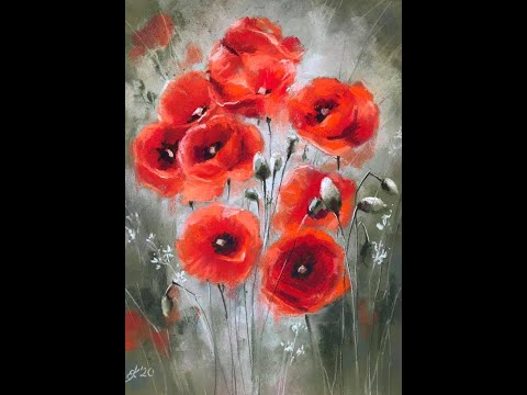 Видео: Маки пастелью с Еленой Касьяненко!