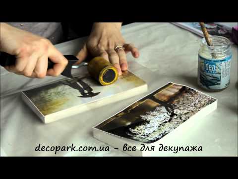 Видео: Секреты декупажа. Клеим декупажную карту.