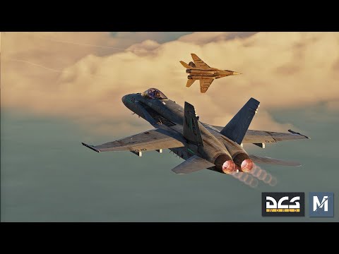 Видео: [DCS World] F/A-18C | БВБ-дуэль 2х2 с МиГ-29А (ИИ)