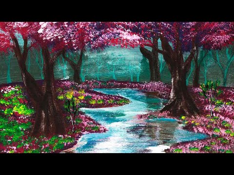 Видео: Как нарисовать яблоневый сад гуашью. Рисуем цветущие яблони. Рисуем пейзаж поэтапно. Пейзаж легко.