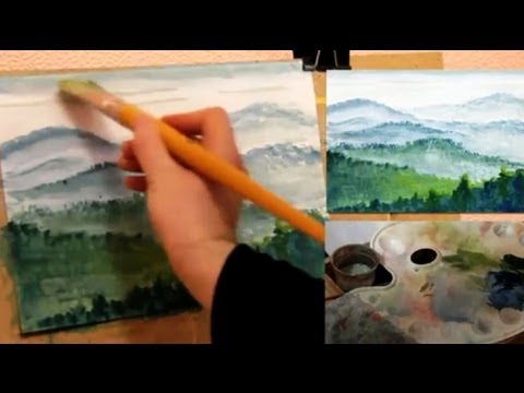 Видео: КАК научиться РИСОВАТЬ. Рисуем ПЕЙЗАЖ гуашью.