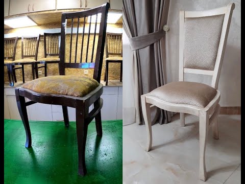 Видео: Реставрация стула. Шлифовка, покраска, обивка.  Решение, как сделать и закрепить мягкую спинку стула