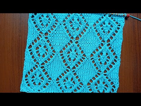 Видео: Ажурные ромбы спицами+ схема. Knitting an openwork pattern with rhombuses + scheme.