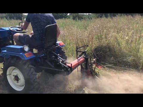 Видео: Дешевый китайский минитрактор с косой против бурьяна/ тонкости работы