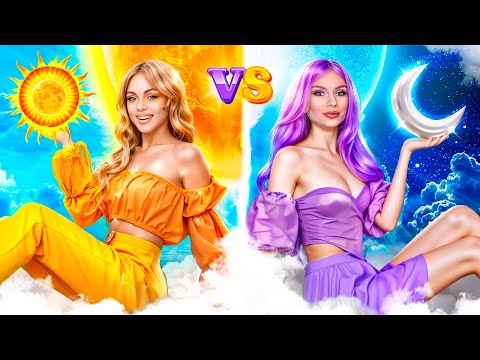 Видео: Девушка День vs Девушка Ночь! Домики одного цвета челлендж!