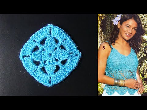 Видео: Топ из квадратных мотивов крючком. (лёгкий уровень сложности)1 ч из 2.