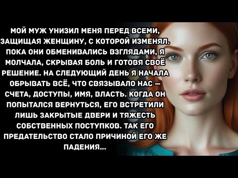 Видео: Мой муж унизил меня перед всеми, защищая женщину, с которой изменял. Пока они обменивались...