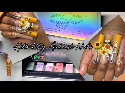 Видео: АЭРОГРАФИЯ НА НОГТЯХ ДЛЯ НАЧИНАЮЩИХ | УРОКИ НОГТЕЙ HELLO KITTY PRESSON | РАСПОЛОЖЕНИЕ БЛЕСТЯЩИХ Д...
