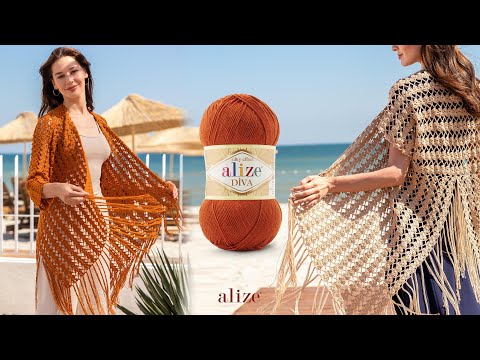 Видео: Жилет с Alize Diva