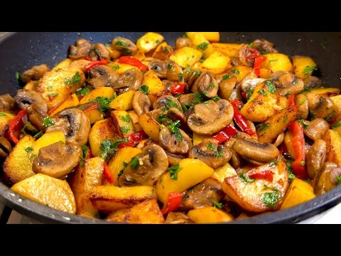 Видео: Рецепт жареных грибов и картофеля. Просто, быстро и очень вкусно!